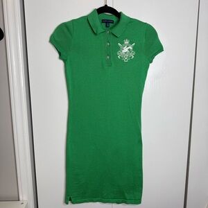 Ralph Lauren Hunter Jumper Equestrian Tennis Knit Polo Dress Green